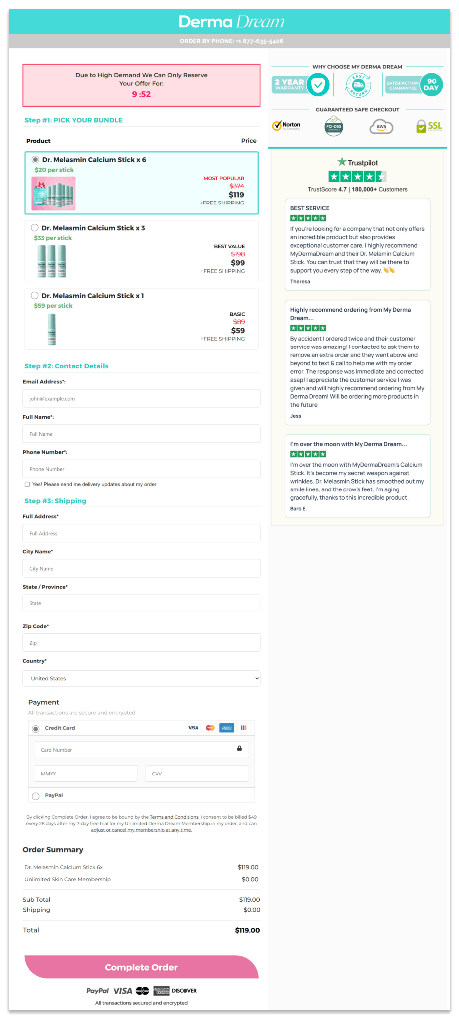 Dr. Melasmin Calcium Stick Secure Checkout Page